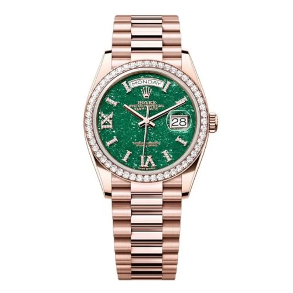 Rolex Day-Date 36 Everose Gold - Diamond / Green Aventurine / President