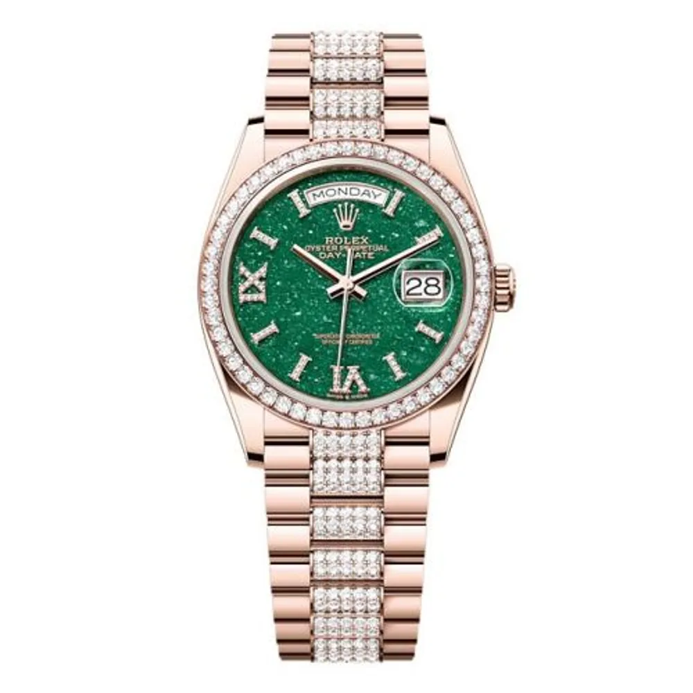 Rolex Day-Date 36 Everose Gold - Diamond / Green Aventurine / President - Diamond