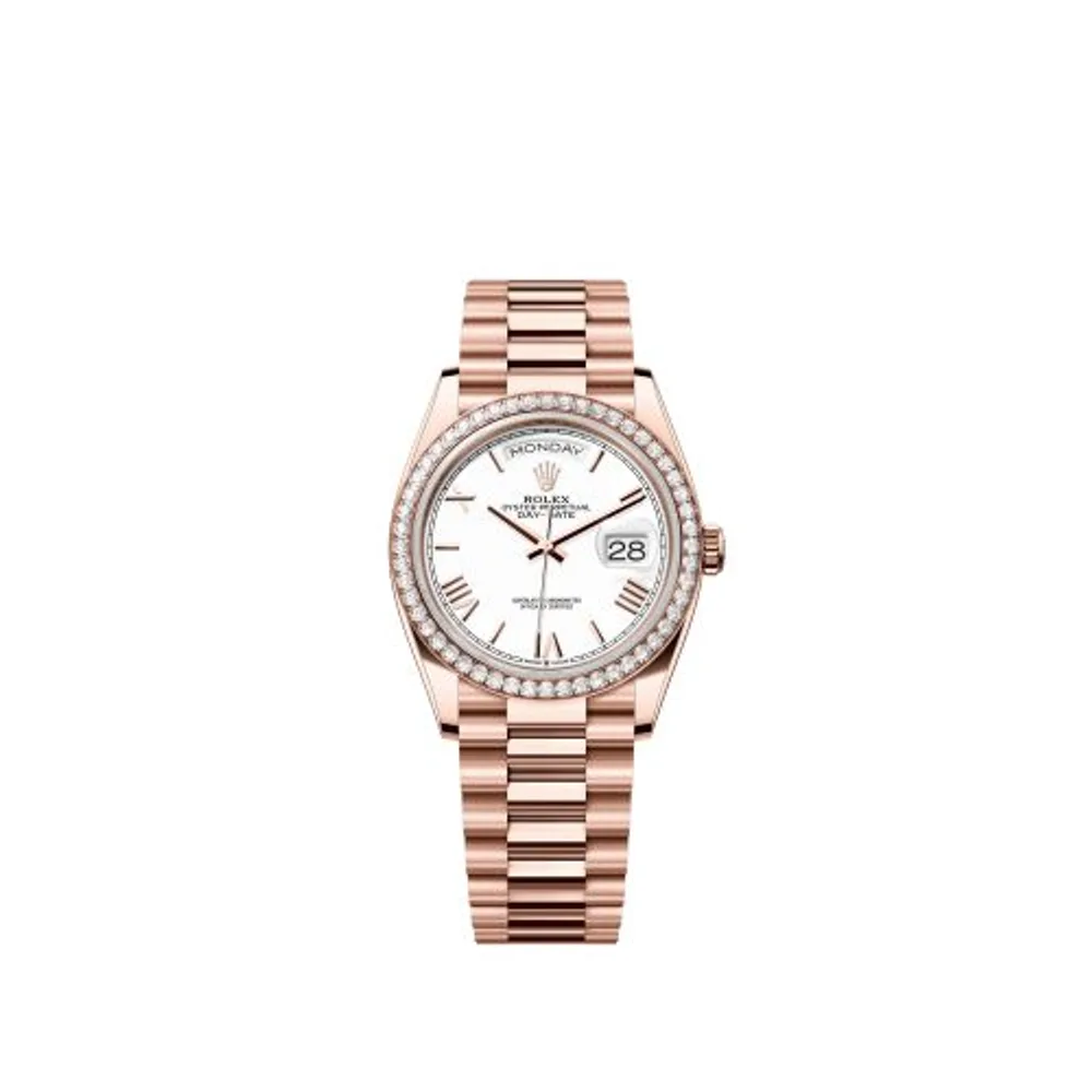 Rolex Day-Date 36 Everose Gold / Diamond / White - Roman / President