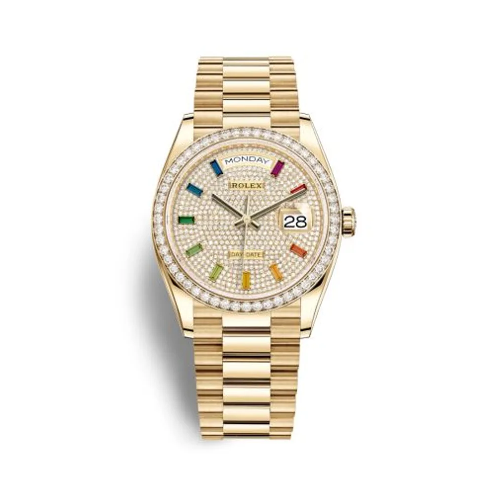 Rolex Day-Date 36 Yellow Gold / Diamond / Paved-Rainbow / President