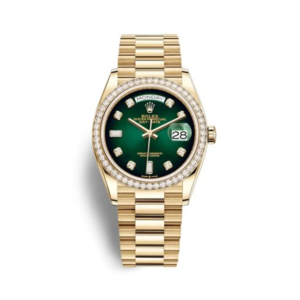 Rolex Day-Date 36 Yellow Gold / Diamond / Green Ombré - Diamond / President