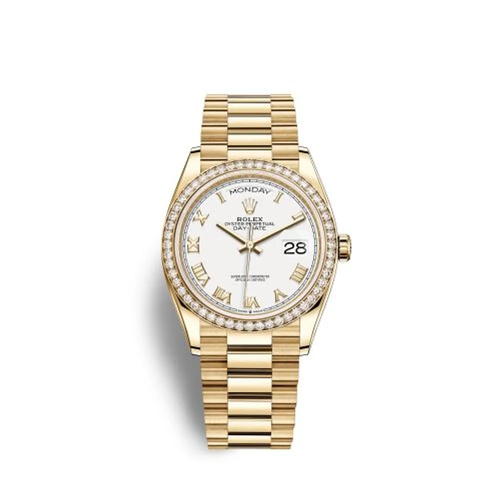 Rolex Day-Date 36 Yellow Gold Diamond / White - Roman / President