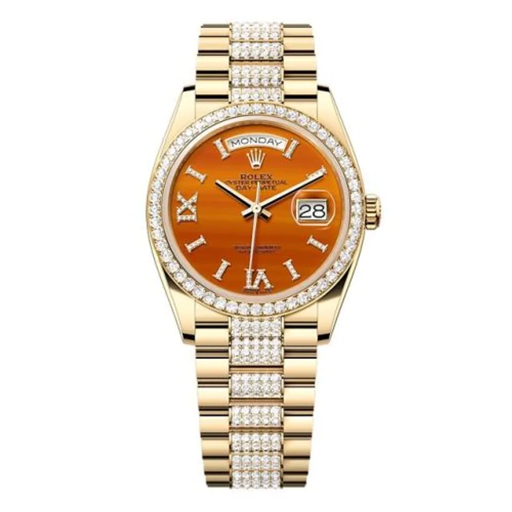 Rolex Day-Date 36 Yellow Gold - Diamond / Carnelian / President - Diamond