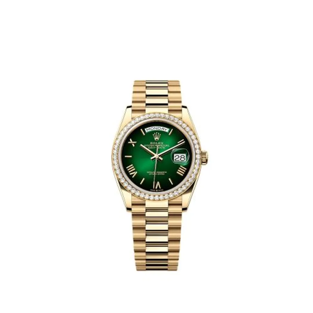 Rolex Day-Date 36 Yellow Gold Diamond / Green - Ombré / President