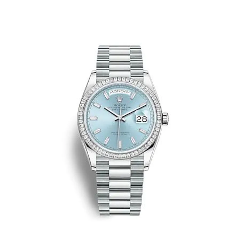 Rolex Day-Date 36 Platinum - Baguette / Ice Blue - Baguette / President