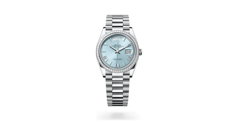 Rolex Oyster Perpetual Day-Date 36, Platinum, Ice blue dial