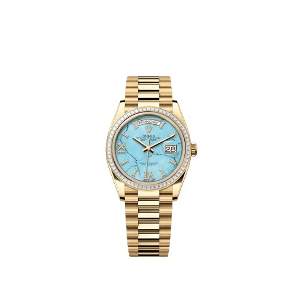 Rolex Day-Date 36 Yellow Gold - Baguette / Turquoise / President