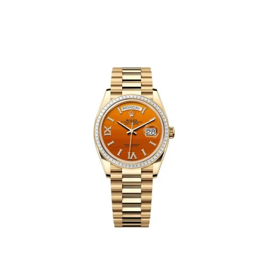 Rolex Day-Date 36 Yellow Gold - Baguette / Carnelian / President