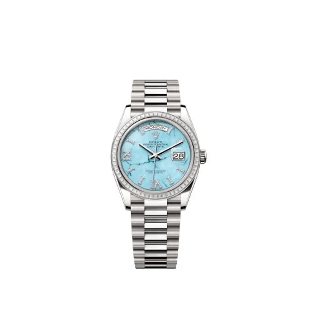 Rolex Day-Date 36 White Gold - Baguette / Turquoise / President