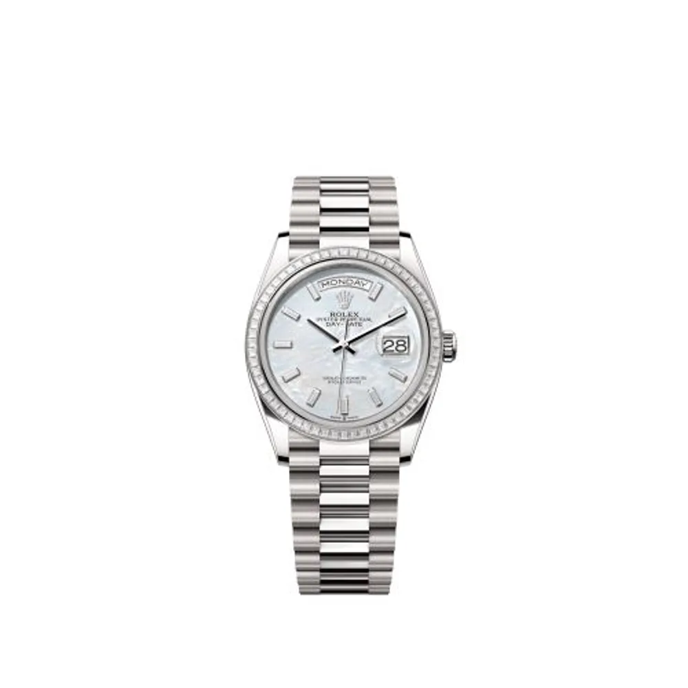 Rolex Day-Date 36 White Gold - Baguette / MOP - Baguette / President