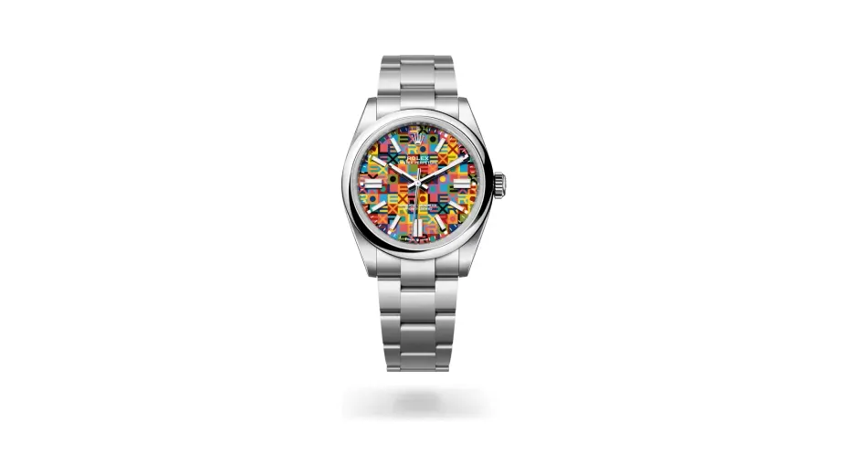 Rolex Oyster Perpetual 41, Oystersteel, Multicoloured with Jubilee motif dial