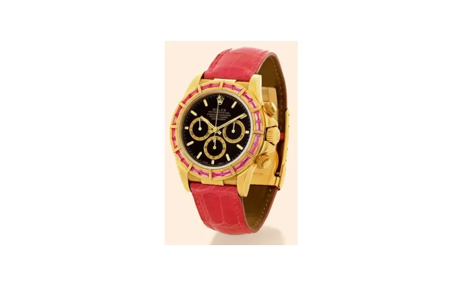 Rolex Daytona Zenith Yellow Gold Pink Sapphire Black