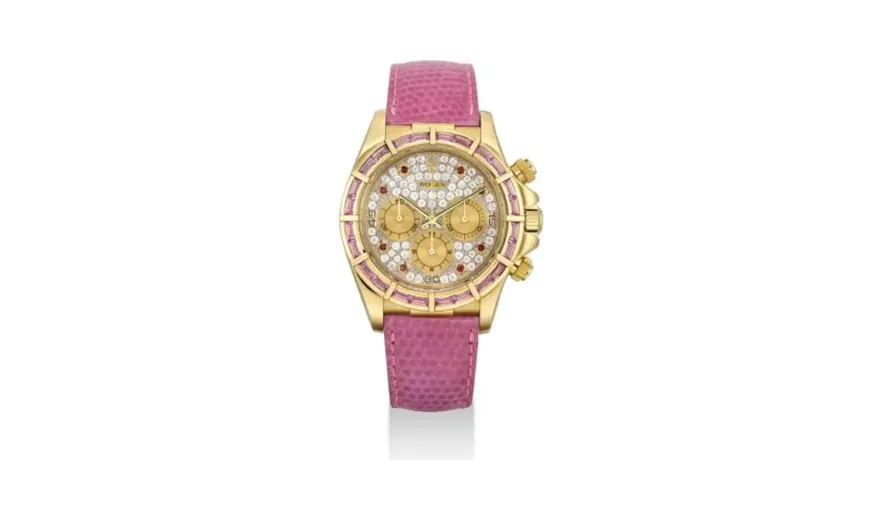 Rolex Daytona Zenith Yellow Gold Pink Sapphire Paved
