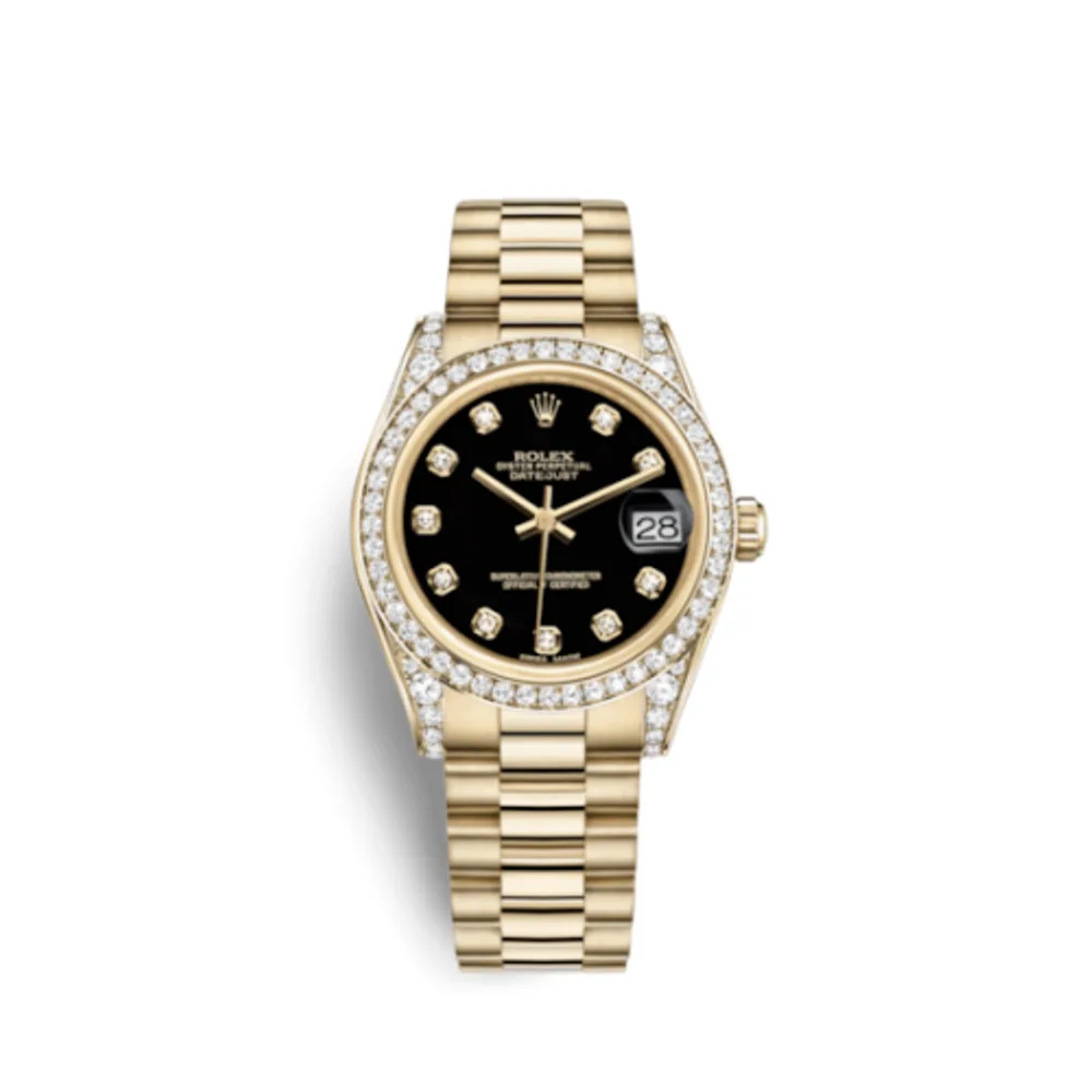 Rolex Datejust 31 Yellow Gold Diamond / President / Black Diamond