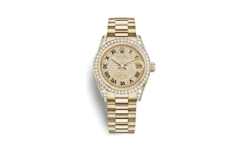 Rolex Datejust 31 Yellow Gold Diamond / President / Paved Roman