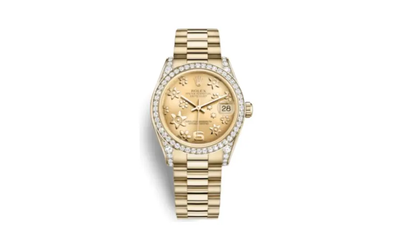Rolex Datejust 31 Yellow Gold Diamond / President / Champagne Floral