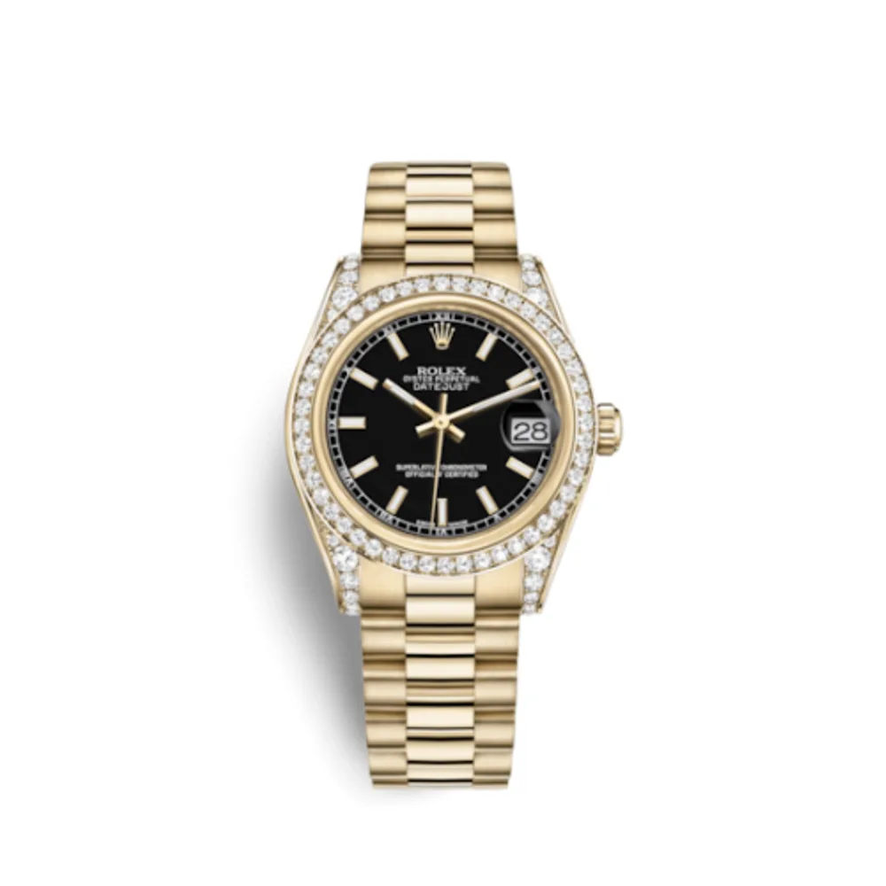 Rolex Datejust 31 Yellow Gold Diamond / President / Black