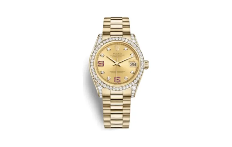 Rolex Datejust 31 Yellow Gold Diamond / President / Champagne Diamonds Rubies