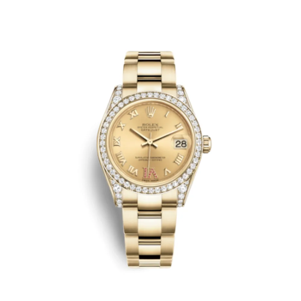 Rolex Datejust 31 Yellow Gold Diamond / Oyster / Champagne Roman