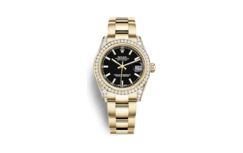 Rolex Datejust 31 Yellow Gold Diamond / Oyster / Black
