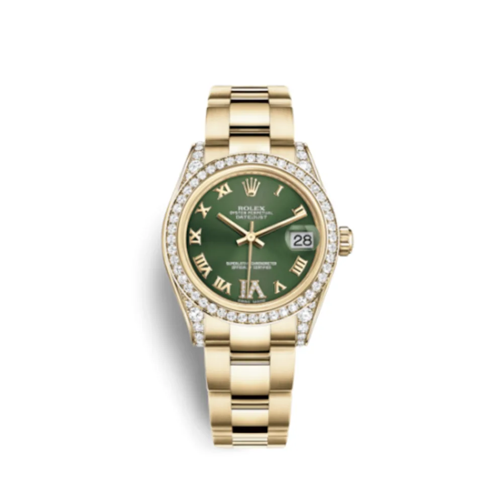 Rolex Datejust 31 Yellow Gold Diamond / Oyster / Olive Roman