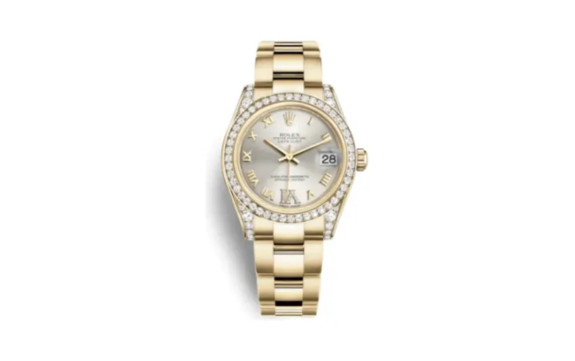 Rolex Datejust 31 Yellow Gold Diamond / Oyster / Silver Roman