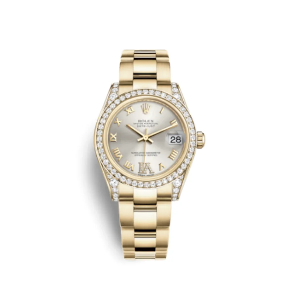 Rolex Datejust 31 Yellow Gold Diamond / Oyster / Silver Roman