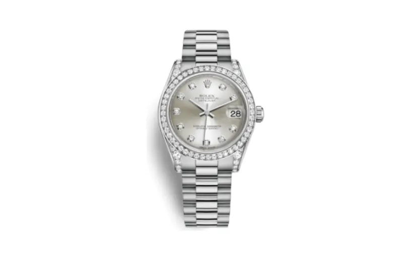 Rolex Datejust 31 White Gold Diamond / President / Silver Diamond