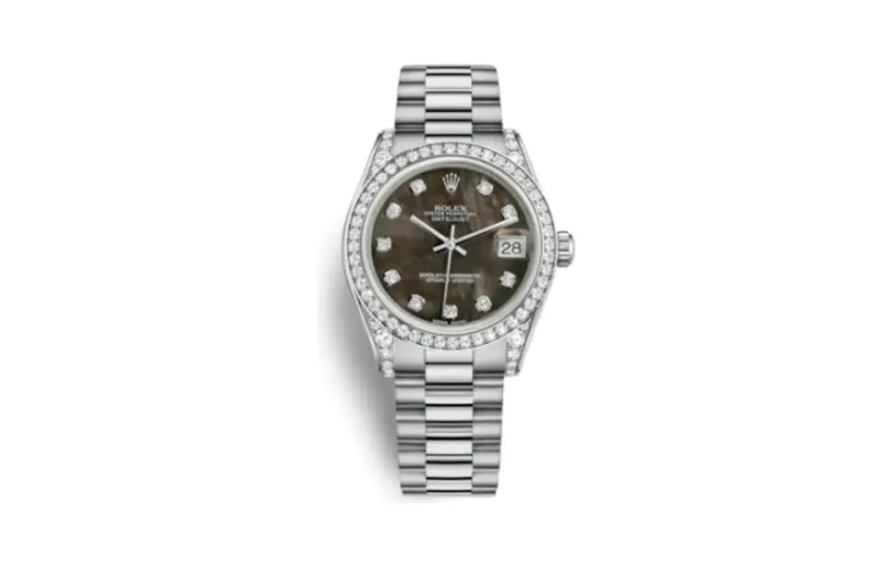 Rolex Datejust 31 White Gold Diamond / President / Black MOP