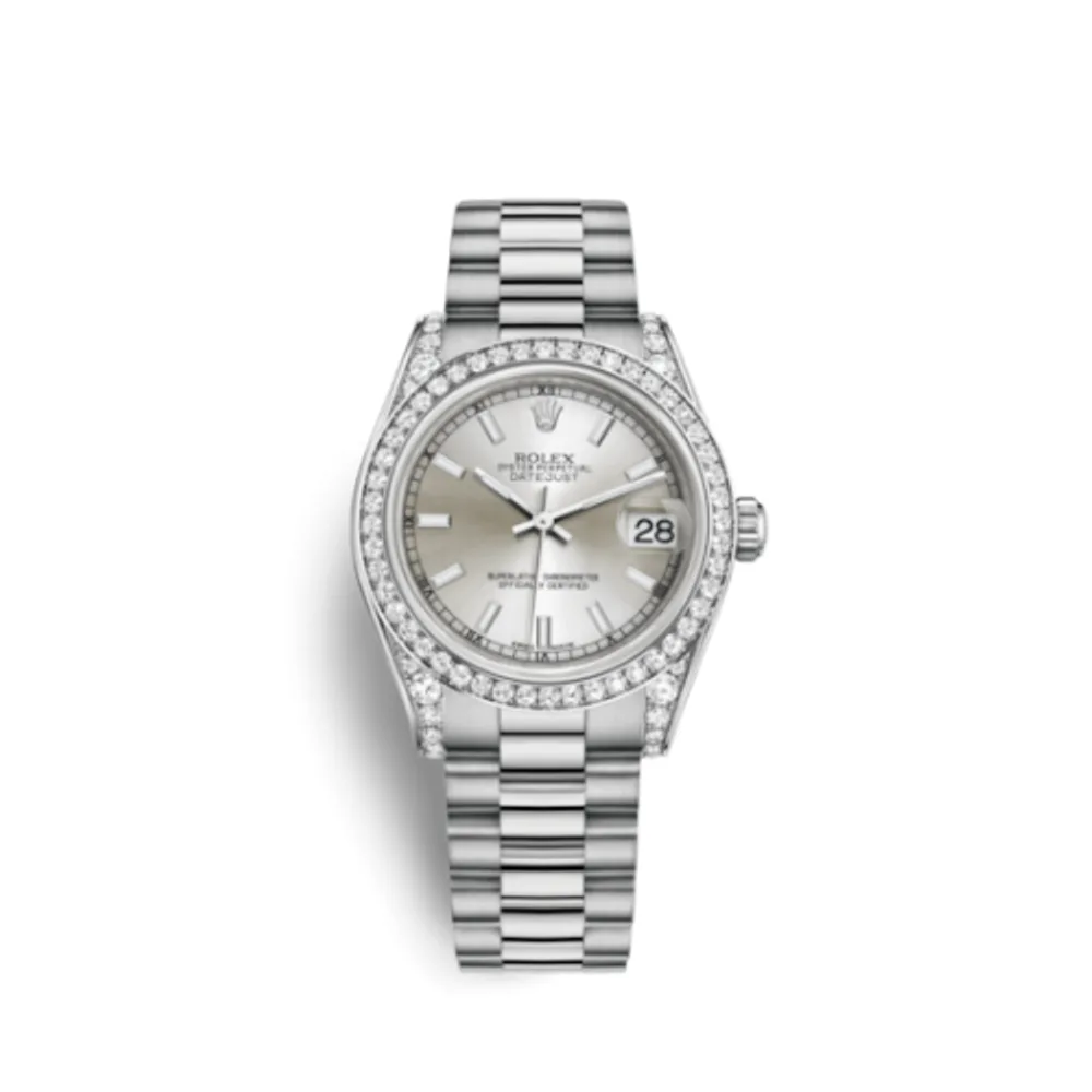 Rolex Datejust 31 White Gold Diamond / President / Silver