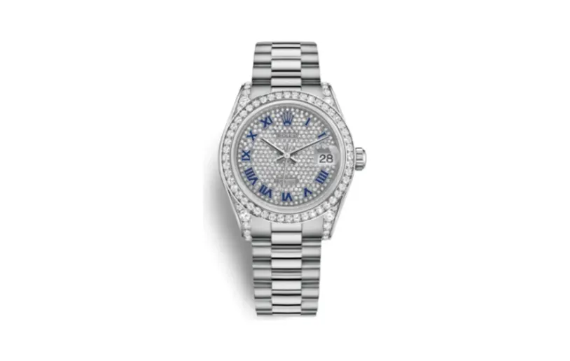 Rolex Datejust 31 White Gold Diamond / President / Paved Roman
