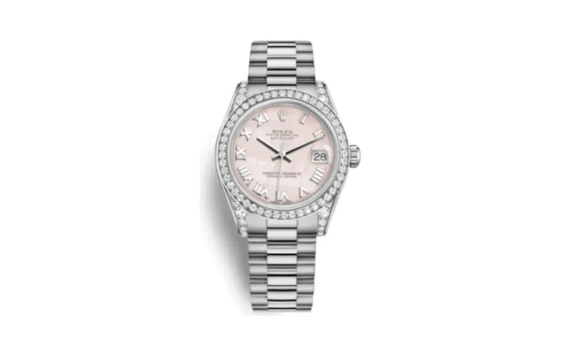 Rolex Datejust 31 White Gold Diamond / President / Pink MOP Roman