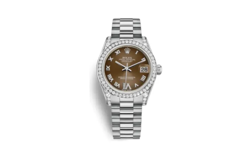 Rolex Datejust 31 White Gold Diamond / President / Bronze Roman