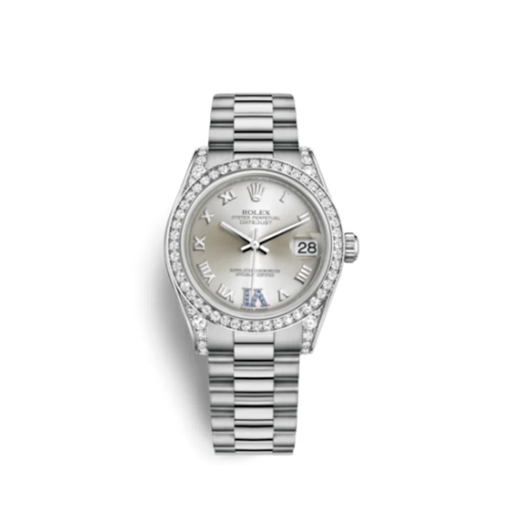 Rolex Datejust 31 White Gold Diamond / President / Silver Roman