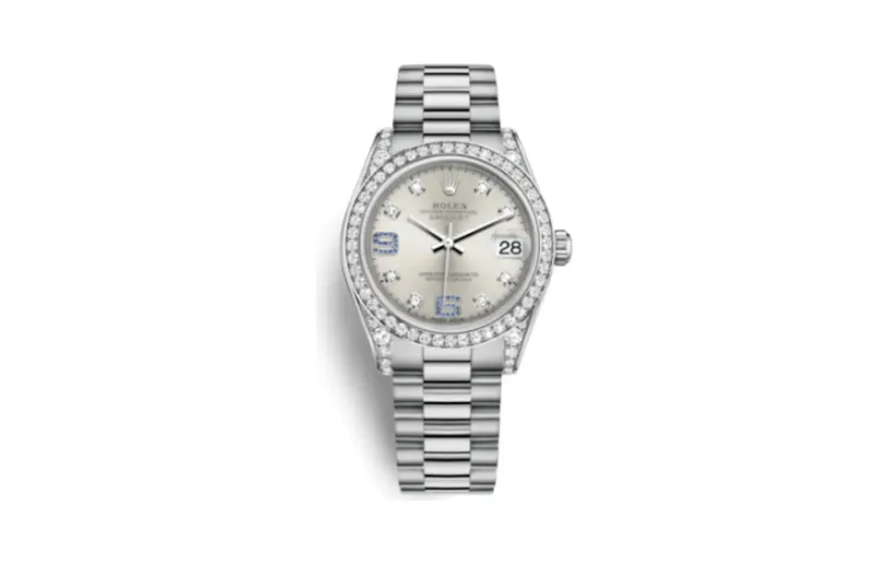 Rolex Datejust 31 White Gold Diamond / President / Silver Diamond