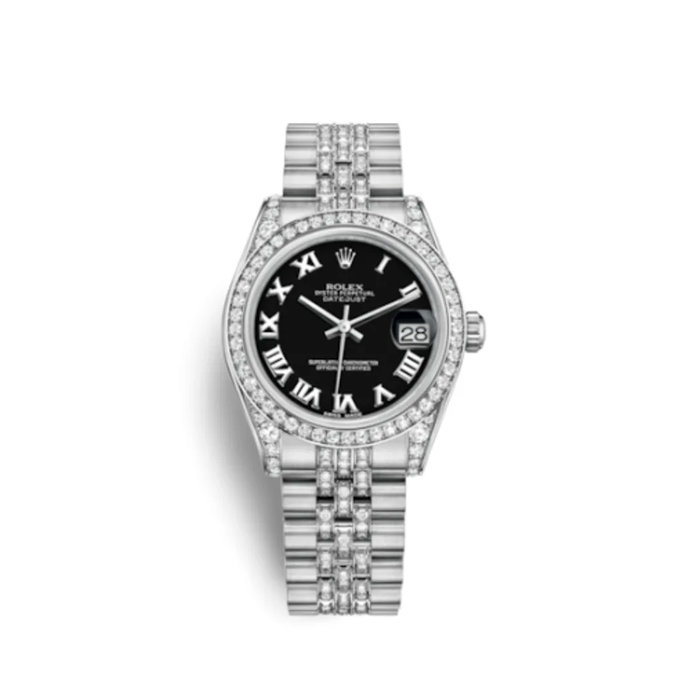 Rolex Datejust 31 White Gold Diamond / Jubilee Diamond / Black Roman
