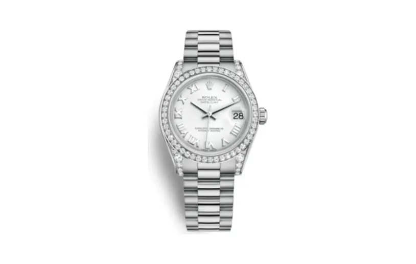 Rolex Datejust 31 White Gold Diamond / President / White Roman