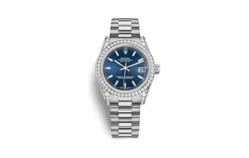 Rolex Datejust 31 White Gold Diamond / President / Blue