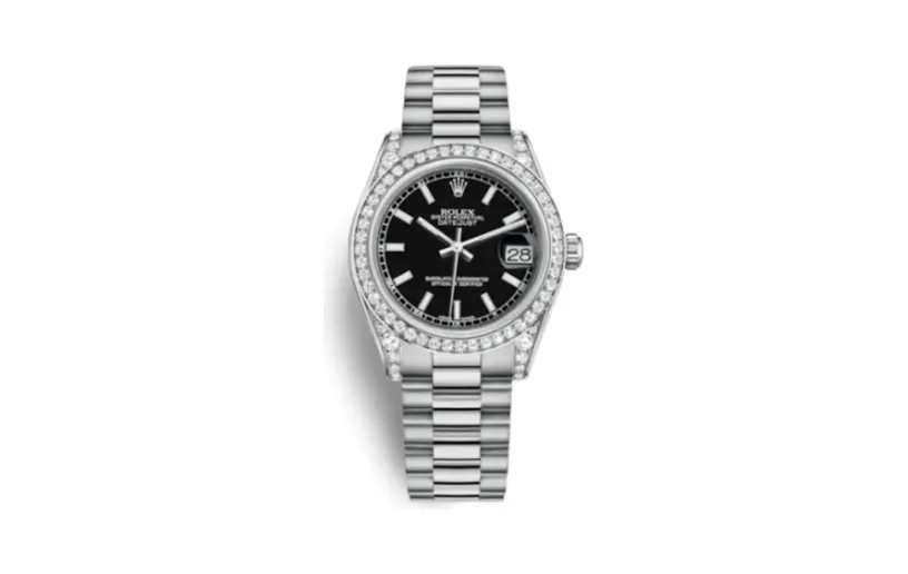 Rolex Datejust 31 White Gold Diamond / President / Black