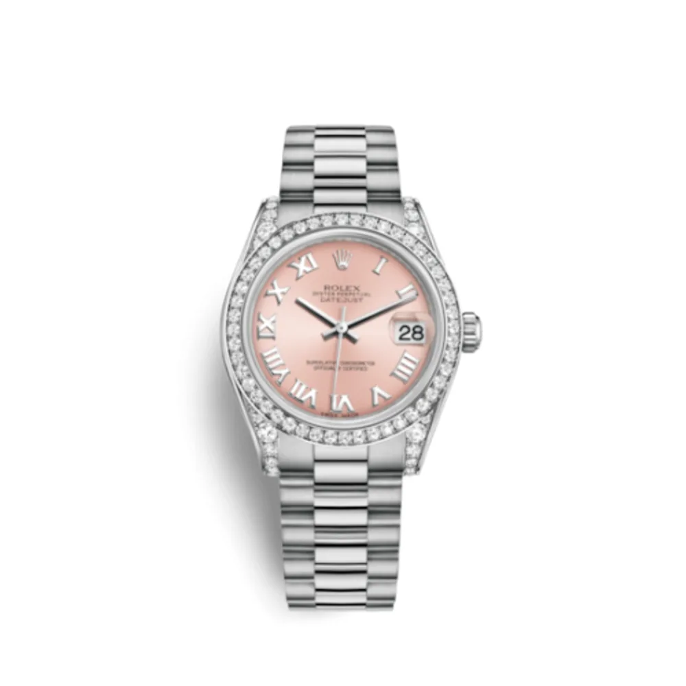 Rolex Datejust 31 White Gold Diamond / President / Pink Roman