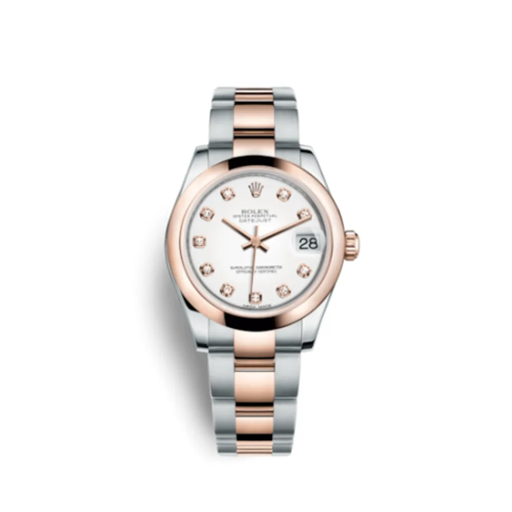 Rolex Datejust 31 Rolesor Everose Domed / Oyster / White Diamond