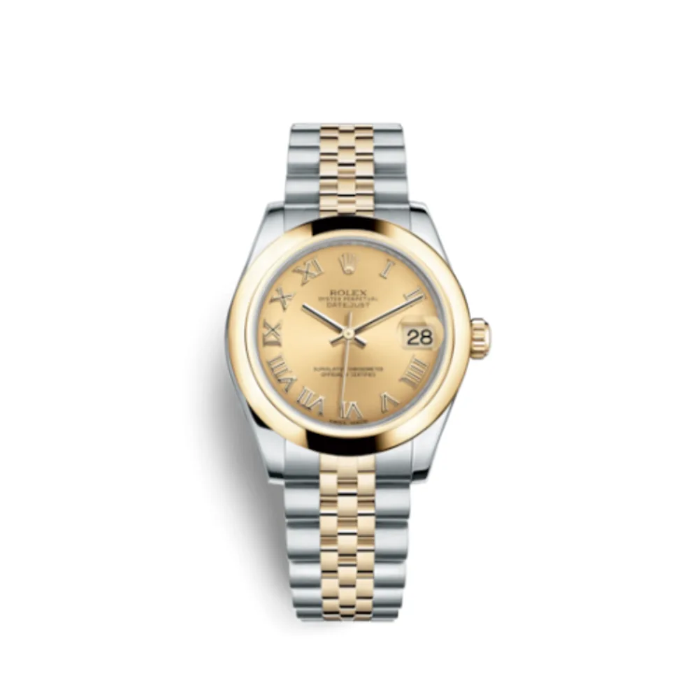 Rolex Datejust 31 Rolesor Yellow Domed / Jubilee / Champagne Roman