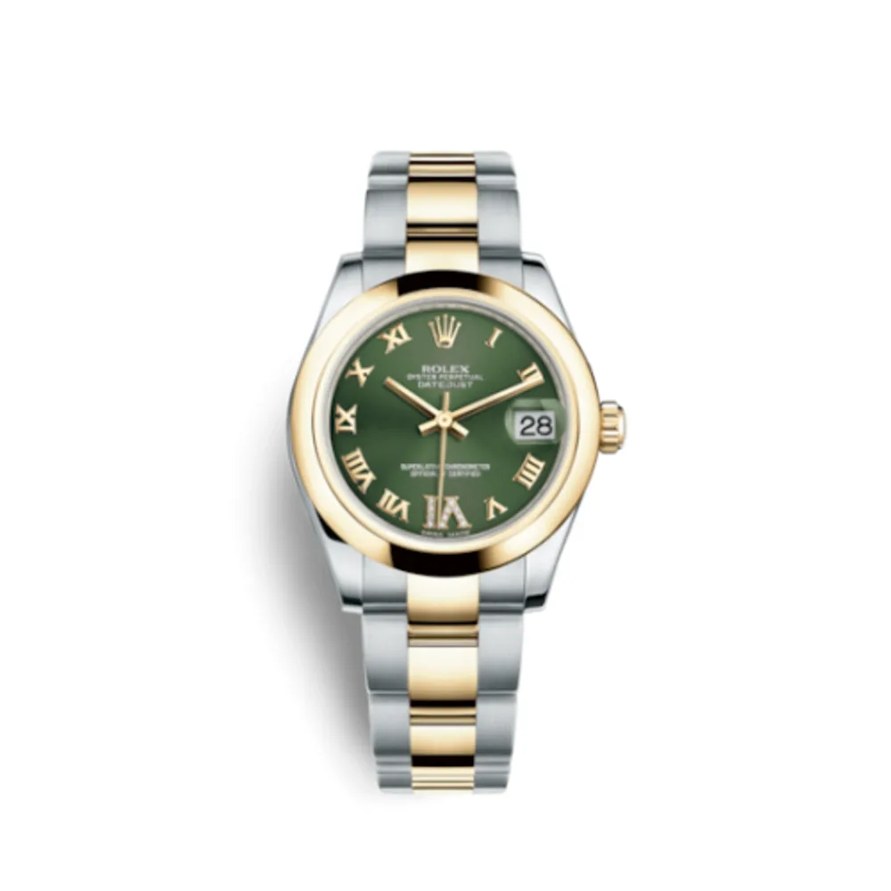 Rolex Datejust 31 Rolesor Yellow Domed / Oyster / Olive Roman