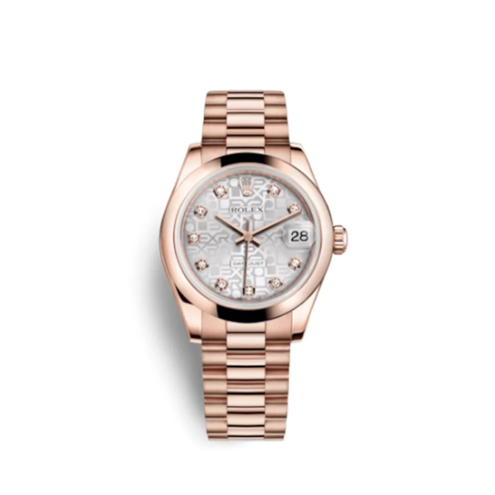 Rolex Datejust 31 Everose Domed / President / Silver Computer