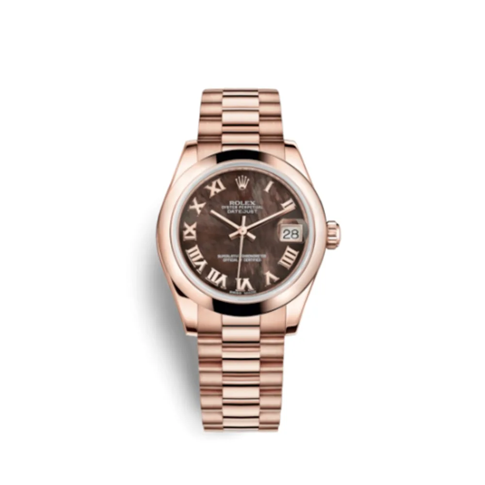 Rolex Datejust 31 Everose Domed / President / Brown MOP Roman
