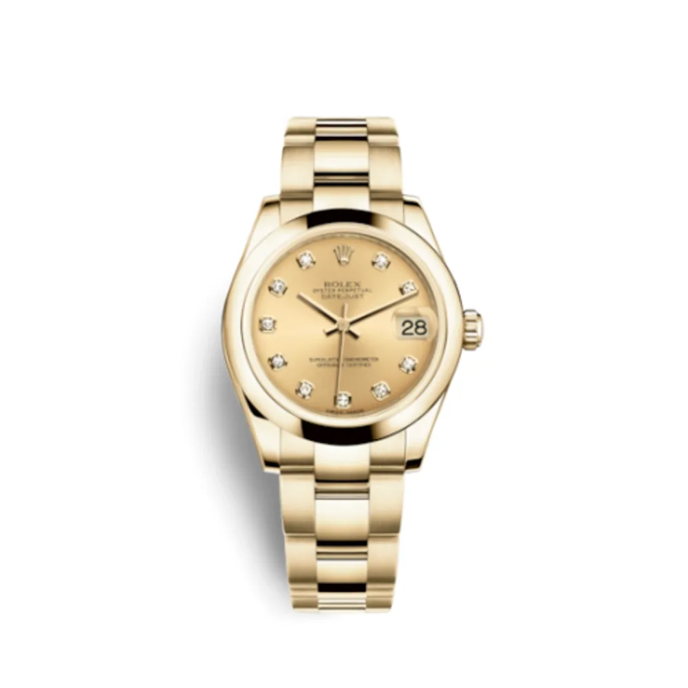 Rolex Datejust 31 Yellow Gold Domed / Oyster / Champagne Diamond