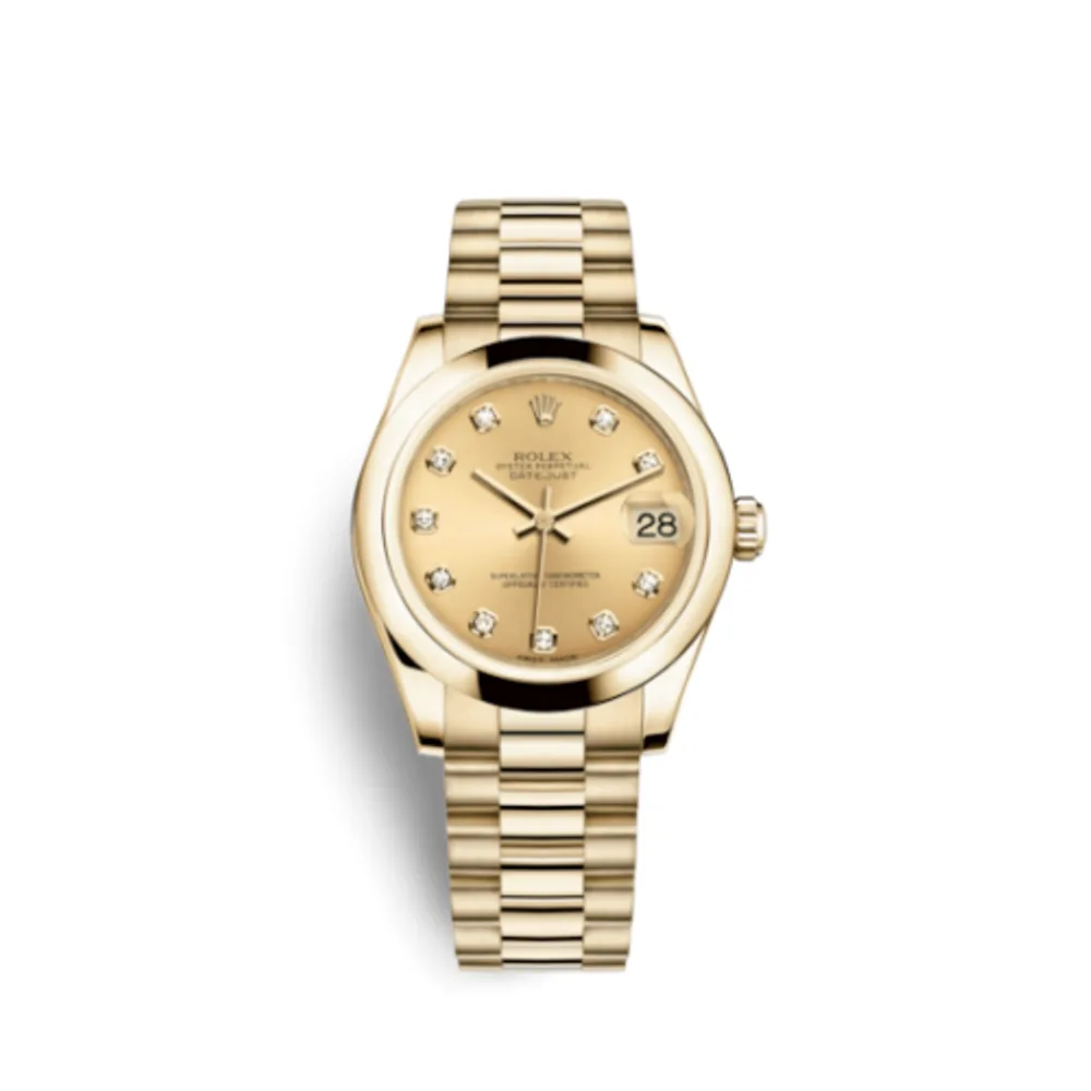 Rolex Datejust 31 Yellow Gold Domed / President / Champagne Diamond