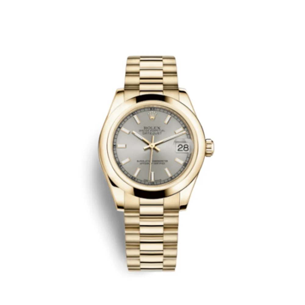 Rolex Datejust 31 Yellow Gold Domed / President / Silver