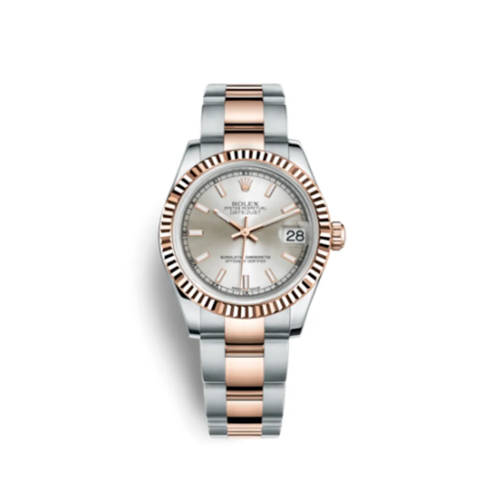 Rolex Datejust 31 Rolesor Everose Fluted / Oyster / Silver