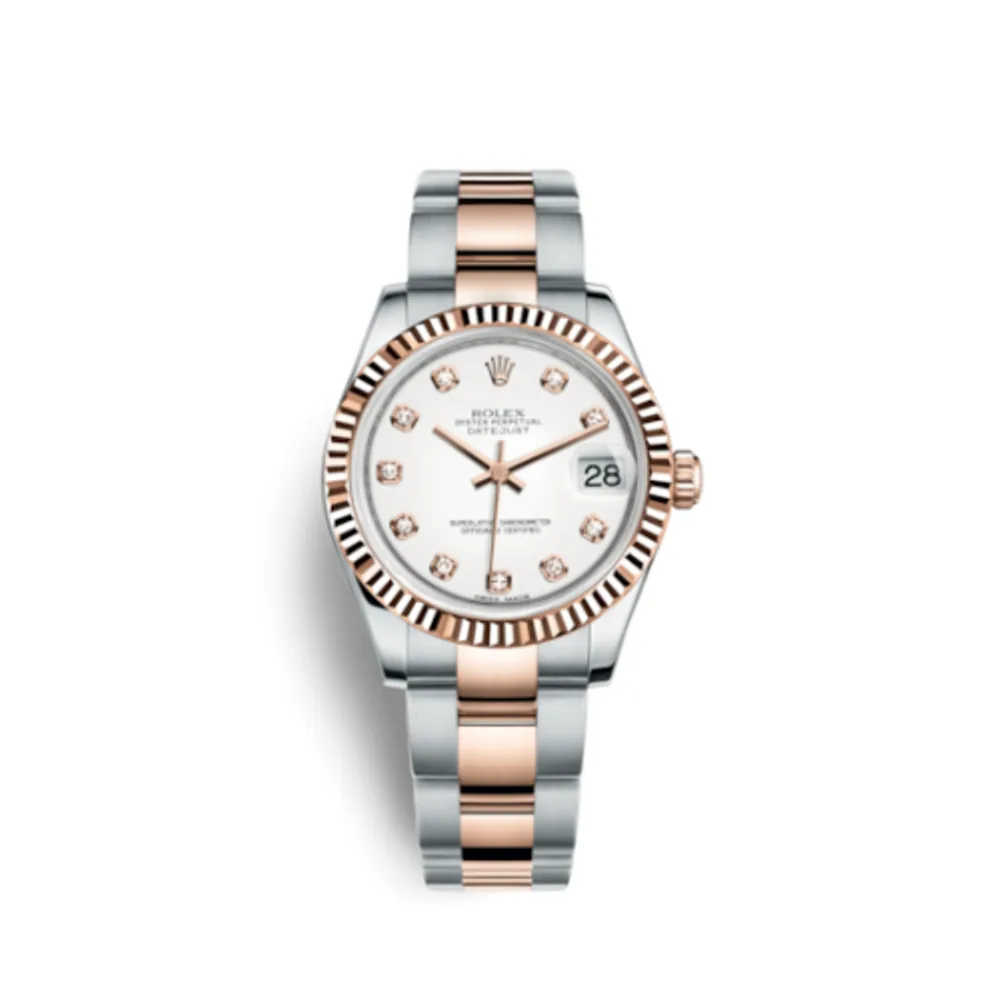 Rolex Datejust 31 Rolesor Everose Fluted / Oyster / White Diamond